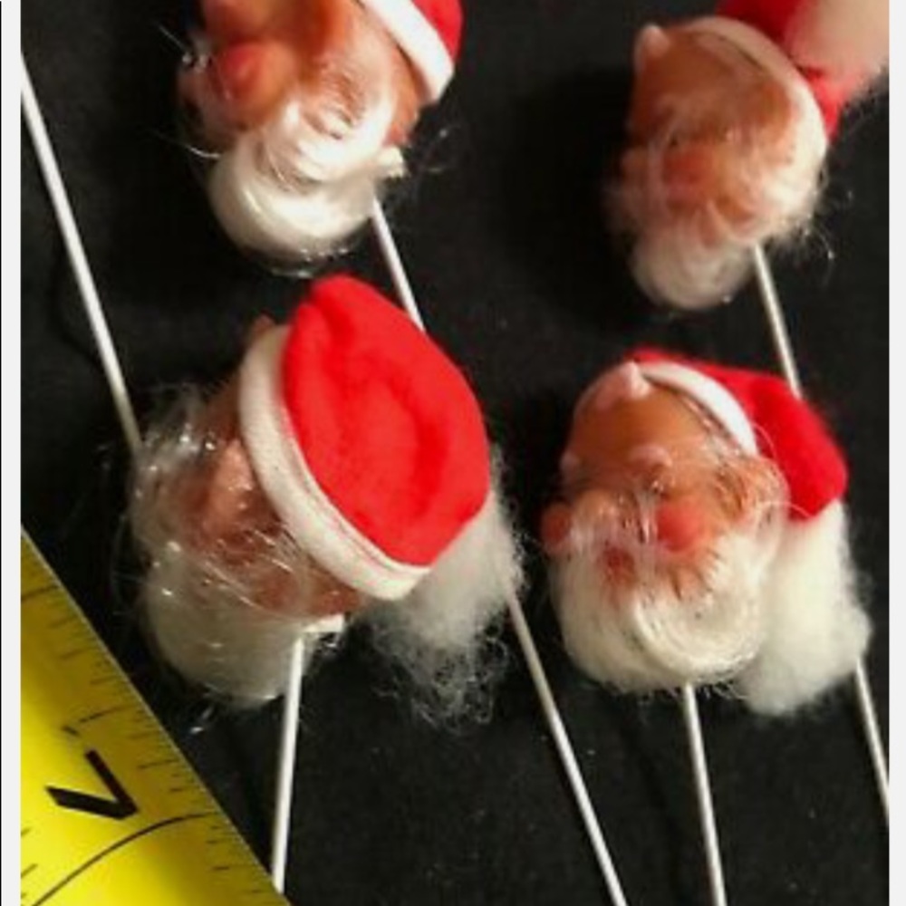 40 small vintage Santa doll heads cupcake decorations craft supplies picks